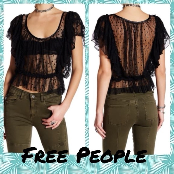 Free People Sweet Surprise Lace Blouse black - Picture 1 of 11
